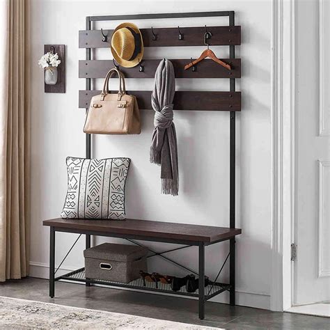 Elevate Your Entryway with a Versatile Coat Rack with Shoe Bench