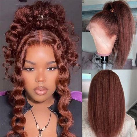 Elevate Your Style with Enchanting Real Human Hair Wigs Brownish Red