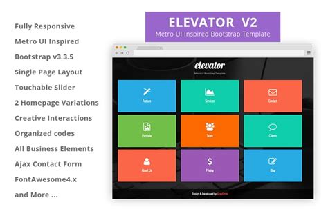 Elevator Metro Ui Free Bootstrap Template Graygrids