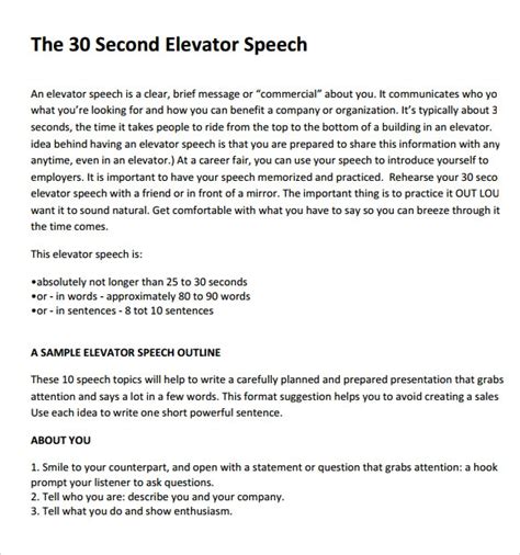 Elevator pitch examples for students. A pitch like this can be used to get a job, start a business, or get funding for school. An elevator pitch is a much shorter version – usually about 30 seconds. It is a speech that you give to encourage people to invest in you. It’s important that all job seekers, including students with no experience, be ready to offer this type of pitch. 