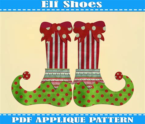 Elf Shoes Applique Pattern Template PDF by AdornablePatterns