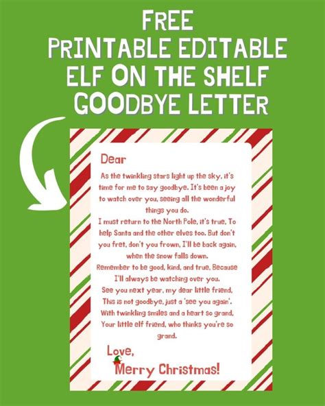 Elf on the Shelf Goodbye Letter Nice List Print Goodbye letter, Elf