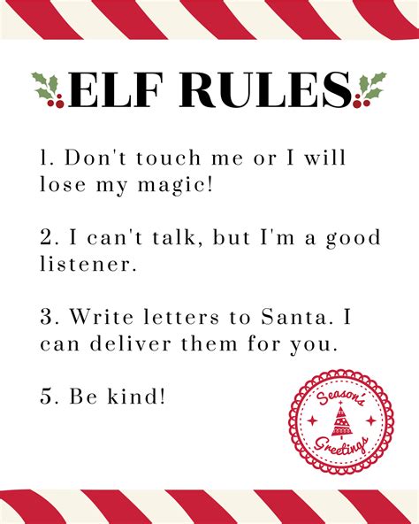 Elf on the shelf Rules Printable