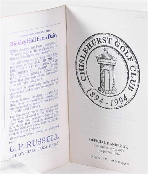 Elgin Golf Club Official Handbook by E S Harrison 1926 eBay