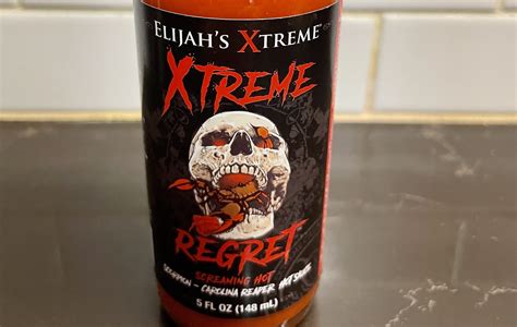 Elijahs xtreme. Mike and Jamie sample spoonfuls of Elijah's Xtreme "Xtreme Regret" and "Reaper Sauce" hot sauces and provide their Hot Reviews! This father and son hot sauce... 