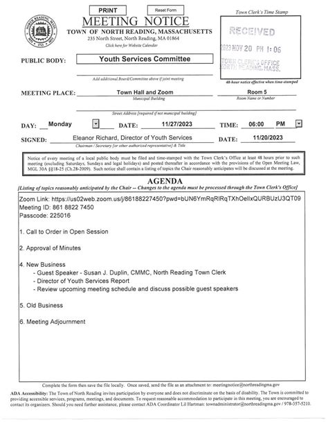 Elizabeth 1 men.  North Reading Youth Services Committee Meeting Date/Time:...