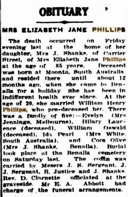 Elizabeth Jane Phillips (Pincott) (deceased) - Genealogy