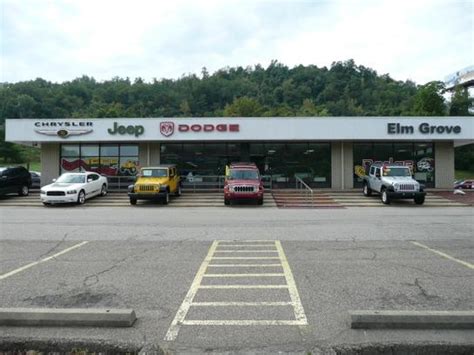 Elm grove dodge. 4.4 (33 reviews) 2538 National Rd Wheeling, WV 26003. Visit Elm Grove Dodge Chrysler Jeep RAM Inc. Sales hours: Service hours: View all hours. Sales. Service. Monday. 