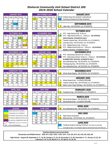 Elmhurst District 205 Calendar