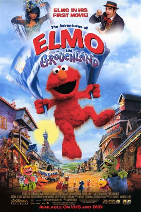  The Adventures of Elmo in Grouchland. When his blue blanket accidentally ends up in the trash can, Elmo and his friends from Sesame Street go on a rescue mission in the stinky and garbage-filled Grouchland, home to the greedy Huxley, a man who wants to own everything. 4,816 IMDb 5.8 1 h 13 min 1999. ALL. Adventure · Comedy · Cheerful · Joyous. . 