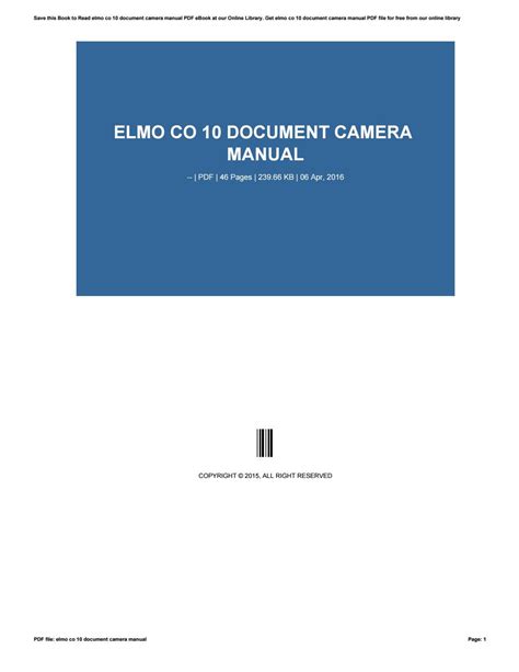 Elmo co 10 document camera manual. - 1996 15 hp mercury outboard manual.