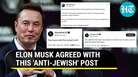 Elon Musk agrees with antisemitic X post that claims Jews ‘push hatred’ against White people