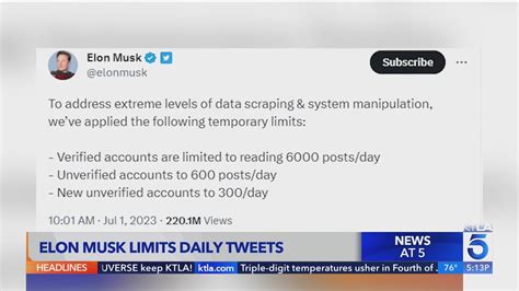 Elon Musk says Twitter is limiting how many posts a user can read
