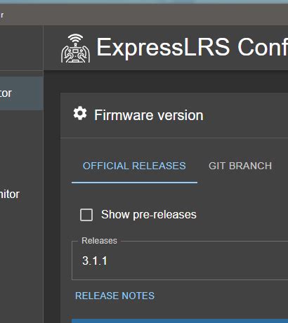 Elrs configurator.  Make sure Official Releases is active from the horizontal ...