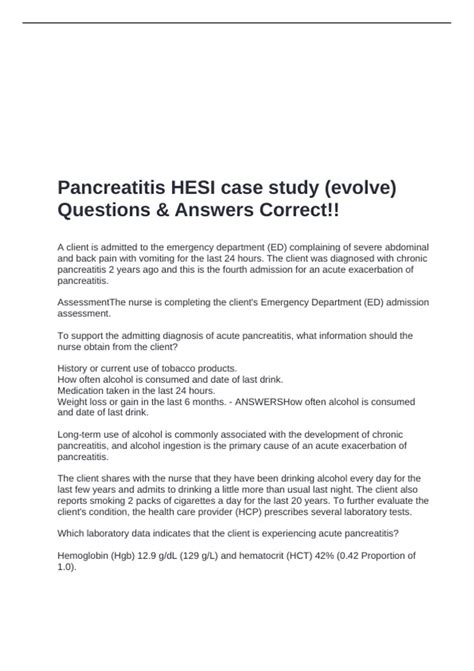 Elsevier Evolve Hesi Case Study Answers