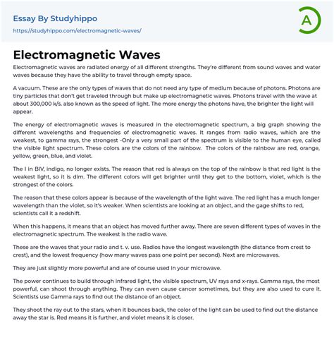 Em Waves Research Paper - 534 Words Bartleby