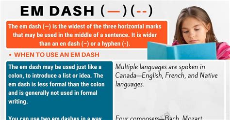 em-dash (—) Em-dashes are used to denote sudden changes in sentence structure. They are also used (instead of commas) to set off an explanation or emphasis. Joan—despite her brother’s warning—entered the dark building. The em-dash is often typed as a double hyphen in copy. In printed material, use an em-dash—which has no space on .... 