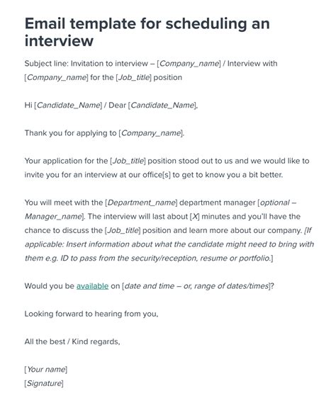 Email Template For Scheduling An Interview