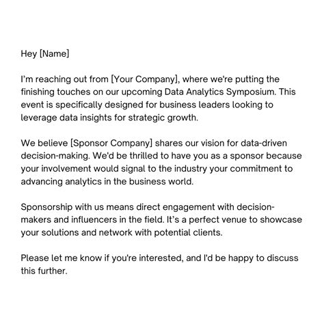 Email Template For Sponsorship