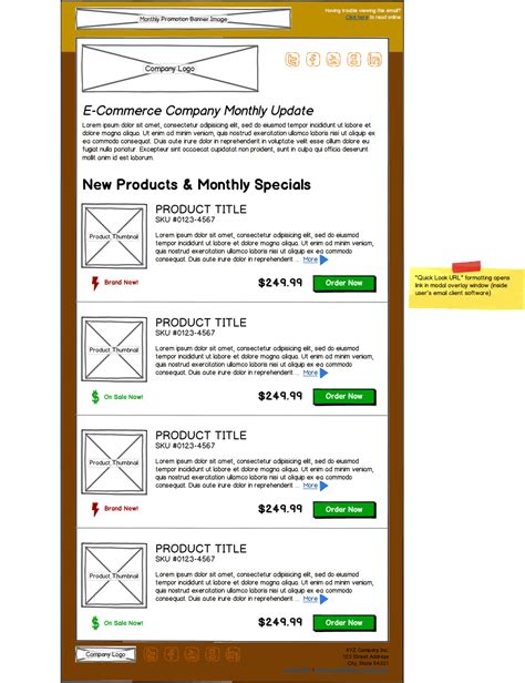Email Template Wireframe Design Services UI Wireframes
