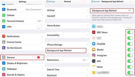 Emails not showing on iphone.  Enable the Background App Refresh setti...