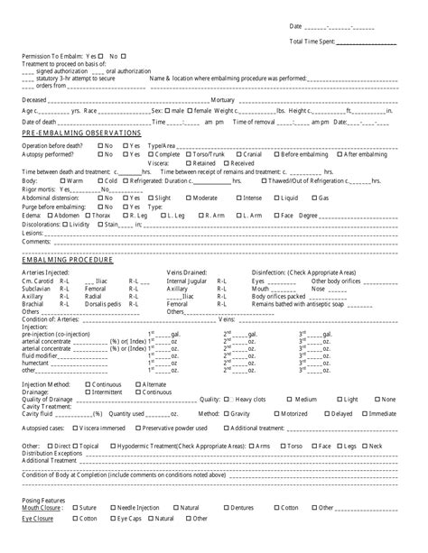Embalming Report Example Form Fill Out and Sign Printable PDF