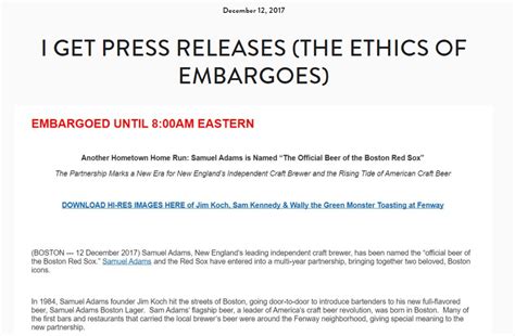 Embargo release. Mar 10, 2022 · An embargoed press release is a release or advisory that is issued to media outlets before its official publication date. An embargoed press release allows journalists enough time to prepare their stories, review the material, and request more information. 