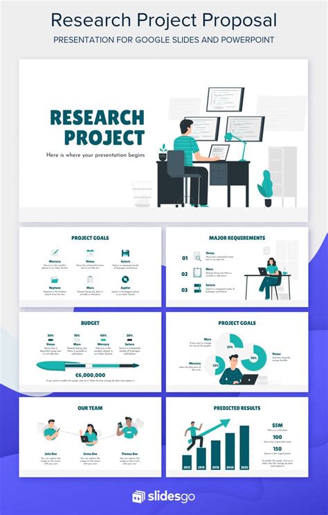 Embark on a research project by giving a presentation made with our PPT