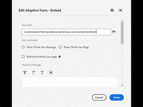Embed adaptive form or document in AEM sites page