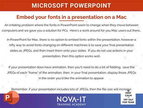 Embed your fonts in a PowerPoint presentation on a Mac NOVA IT