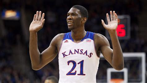 Embiid at kansas. PHILADELPHIA -- The Philadelphia 76ers selected injured former Kansas center Joel Embiid with the third pick of the NBA draft on Thursday night.. Embiid had surgery last week to repair a stress ... 