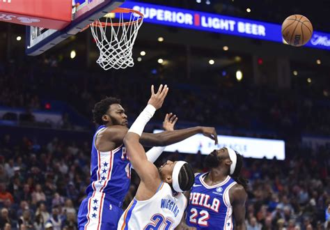 Embiid has 35 points, 11 rebounds and nine assists as 76ers beat Thunder 127-123