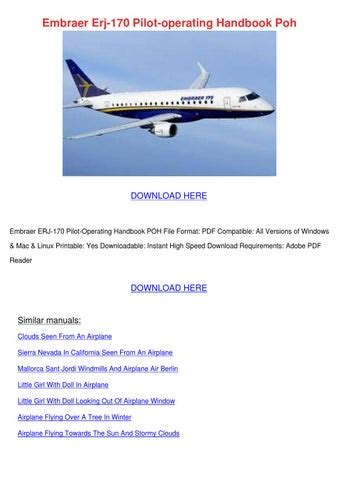 Embraer erj 170 pilot operating handbook poh. - Robot modeling and control solution manual.