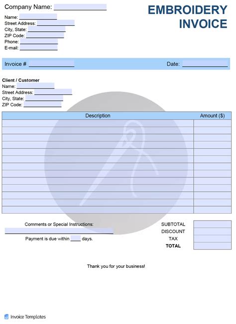 Embroidery Invoice Template
