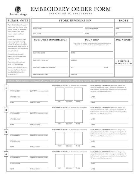 Embroidery Order Form by Heartstrings Issuu