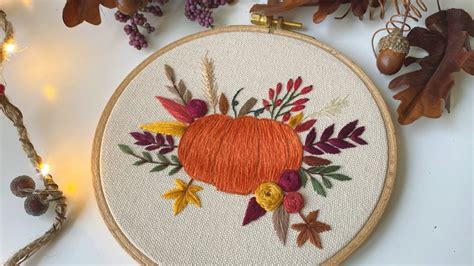 Embroidery Tutorial Pumpkin Autumn Fall Embroidery Pattern YouTube