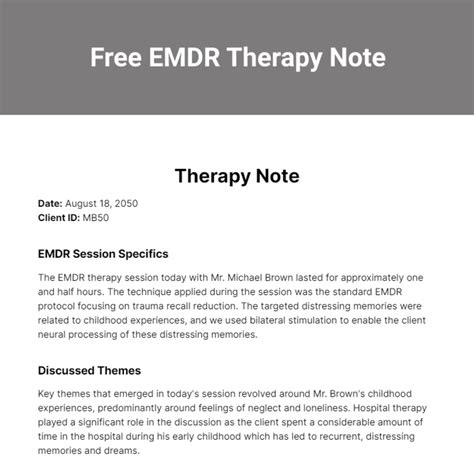 Emdr Progress Note Template