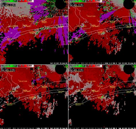 At 6:34 pm EDT (2234Z) the area of weak rotation associated with the shower was approaching the south (Atlantic-facing) side of Emerald Isle near Lee Avenue. At 6:38 pm EDT (2238Z), radar showed the weak area of rotation over Emerald Isle. At this time, two phone calls reporting a possible tornado in Emerald Isle were received.. 