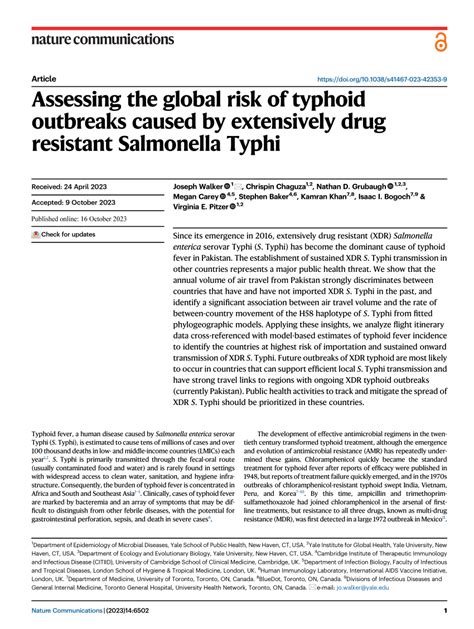 Emergence of Extensively Drug-Resistant Salmonella Typhi ...