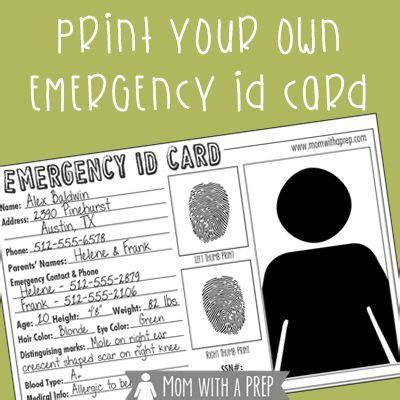 Emergency Id Cards Free Download Mom With A Prep