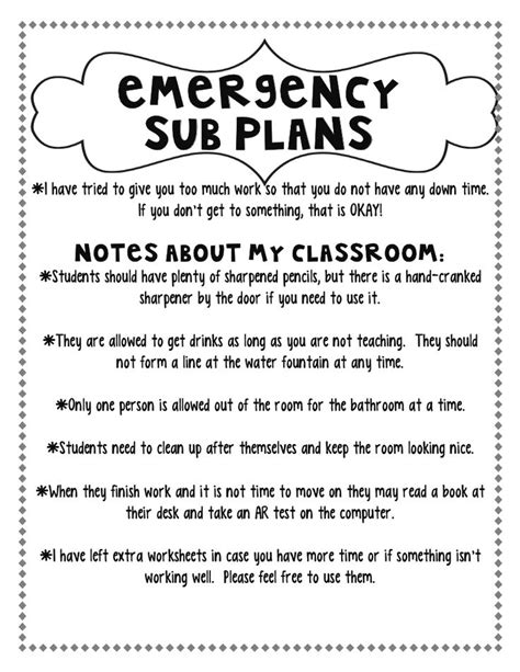 Emergency Lesson Plan Template