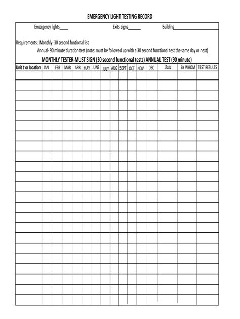 Emergency Light Test Form Ontario Fill Online Printable