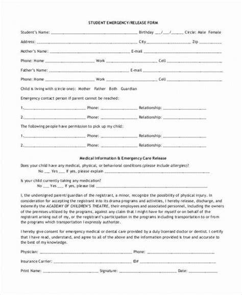 Emergency Room Release Form Template Example Stableshvf