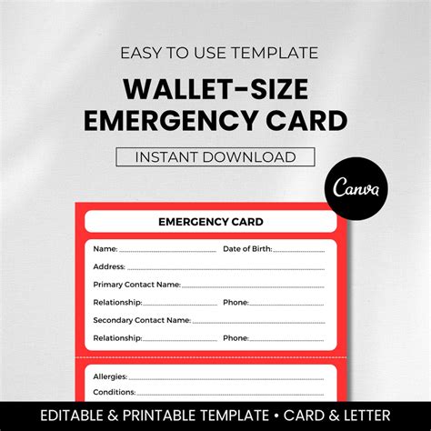 Emergency Wallet Card Template Word Form Fill Out and Sign Printable
