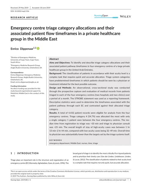 Emergency centre triage category allocations and their associated ...