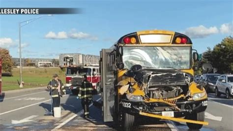 Emergency crews respond to school bus crash in Wellesley 