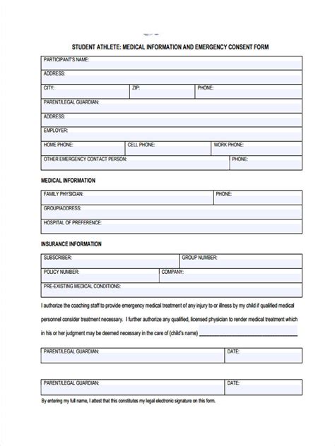 Emergency medical authorization form in Word and Pdf formats