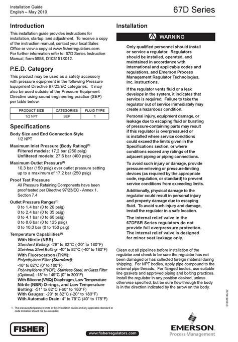 Emerson Fisher 67DFSR Installation Manual - manualslib.com