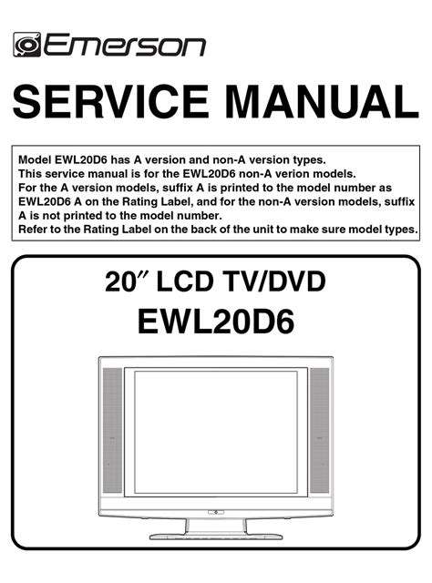 Emerson ewl20d6 color lcd television repair manual. - The pocket guide to senior housing what they dont tell you and what you need to know.