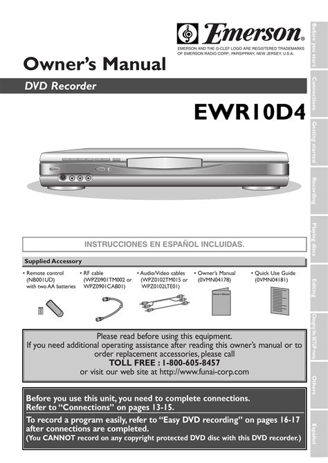 Emerson ewr10d5 dvd recorder supplement repair manual. - 2003 audi a4 brake booster manual.